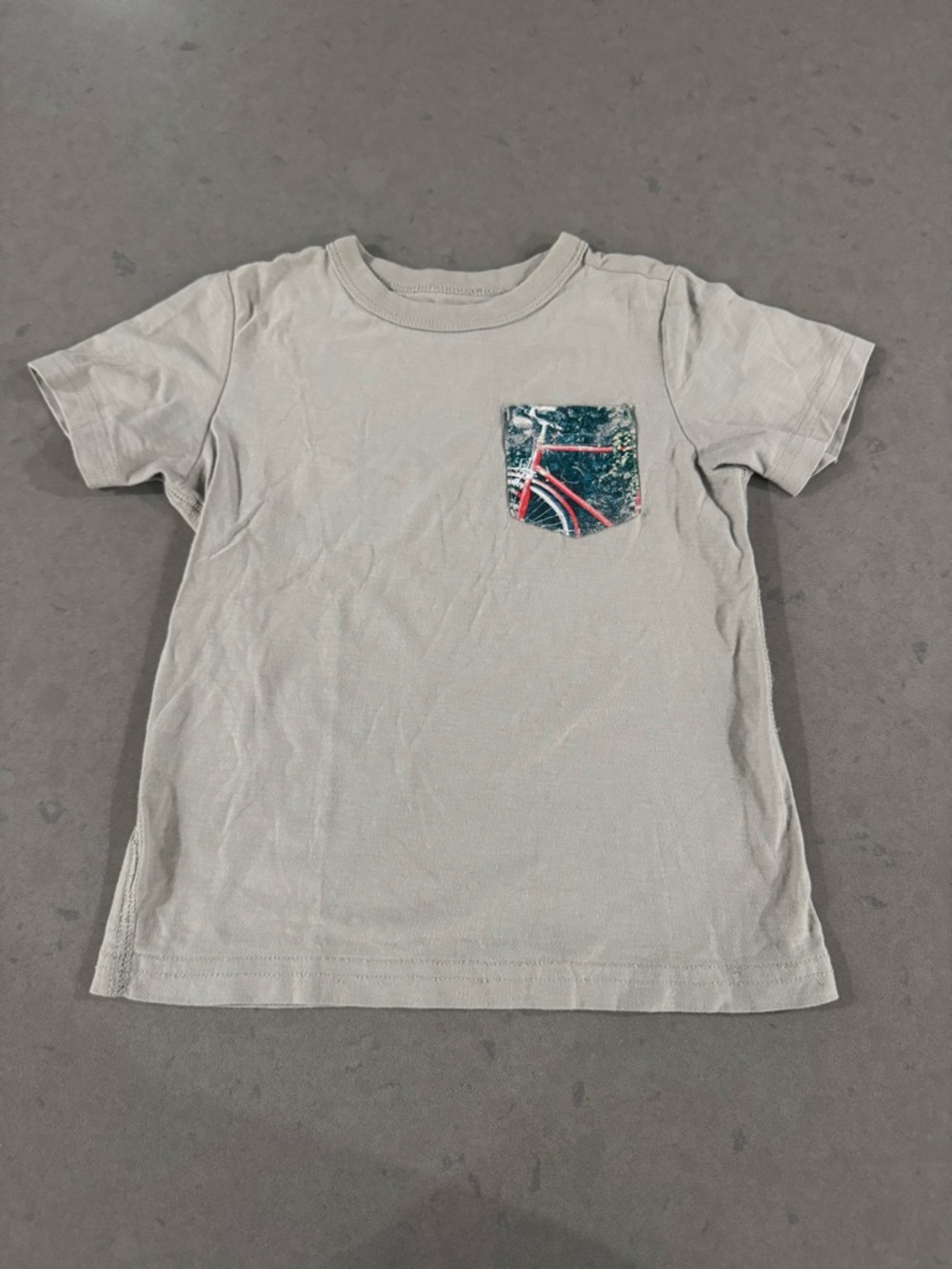 Tea Collection Gray Short Sleeve Tee with Graphic Bike Pocket